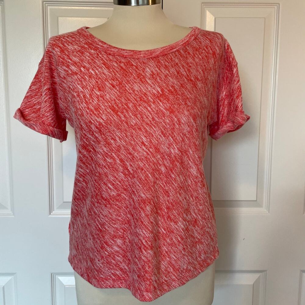 Loft Lou & Grey Orange Washed Jersey Knit Short Sleeve Tee Womens Small
